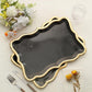 10 Pack | Elegant Black / Gold Rim Disposable Serving Trays, Heavy Duty 400 GSM Paper Rectangular Party Platters - 14"x10"