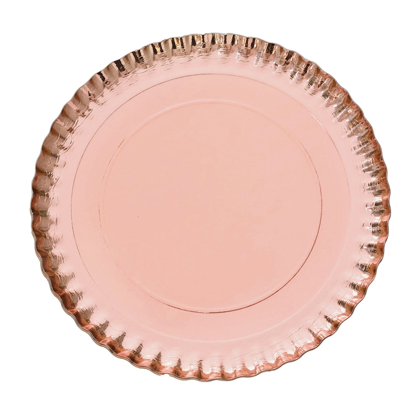 Blush Rose Gold Scalloped Rim Charger Plates 10 Pack 13 Inch#whtbkgd