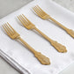 24 Pack | Metallic Gold 8inch Baroque Style Heavy Duty Plastic Forks