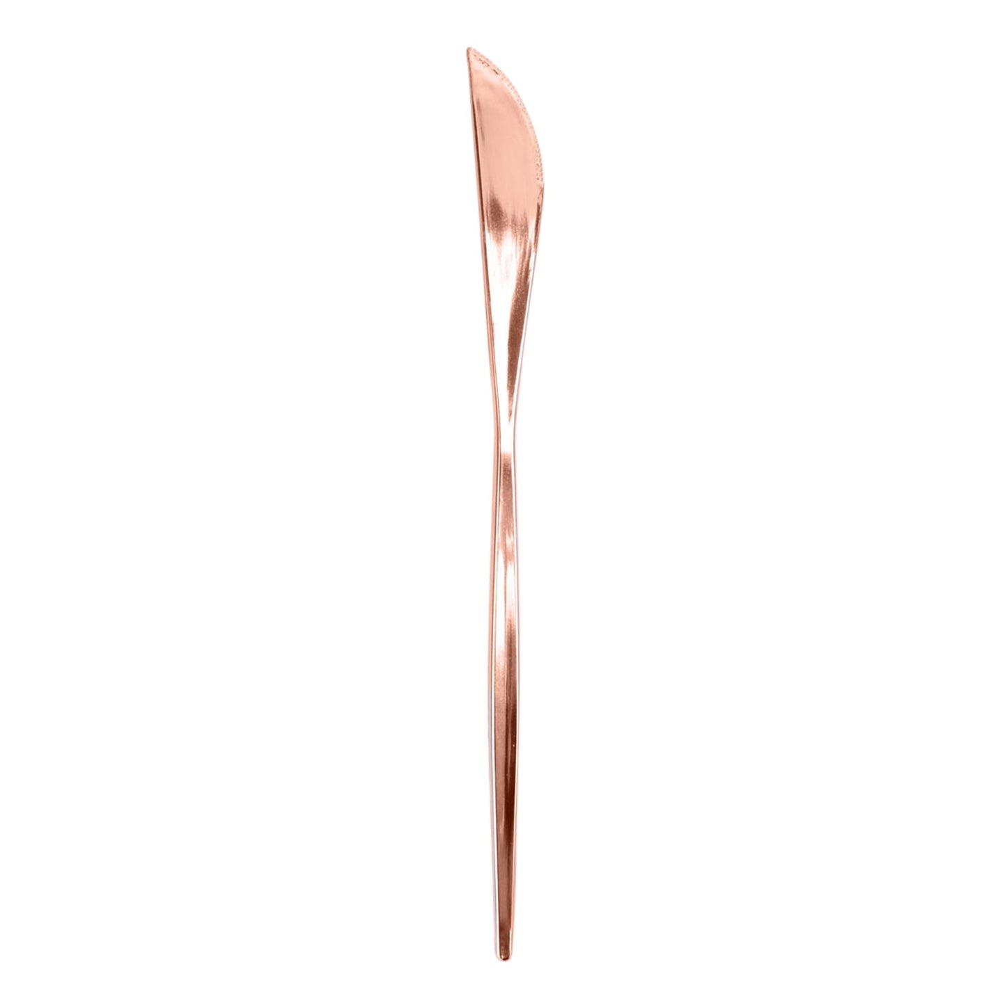 Glossy Rose Gold Heavy Duty Disposable Flatware Cutlery Modern Silverware Knives Premium 8 Inch 24 Pack#whtbkgd