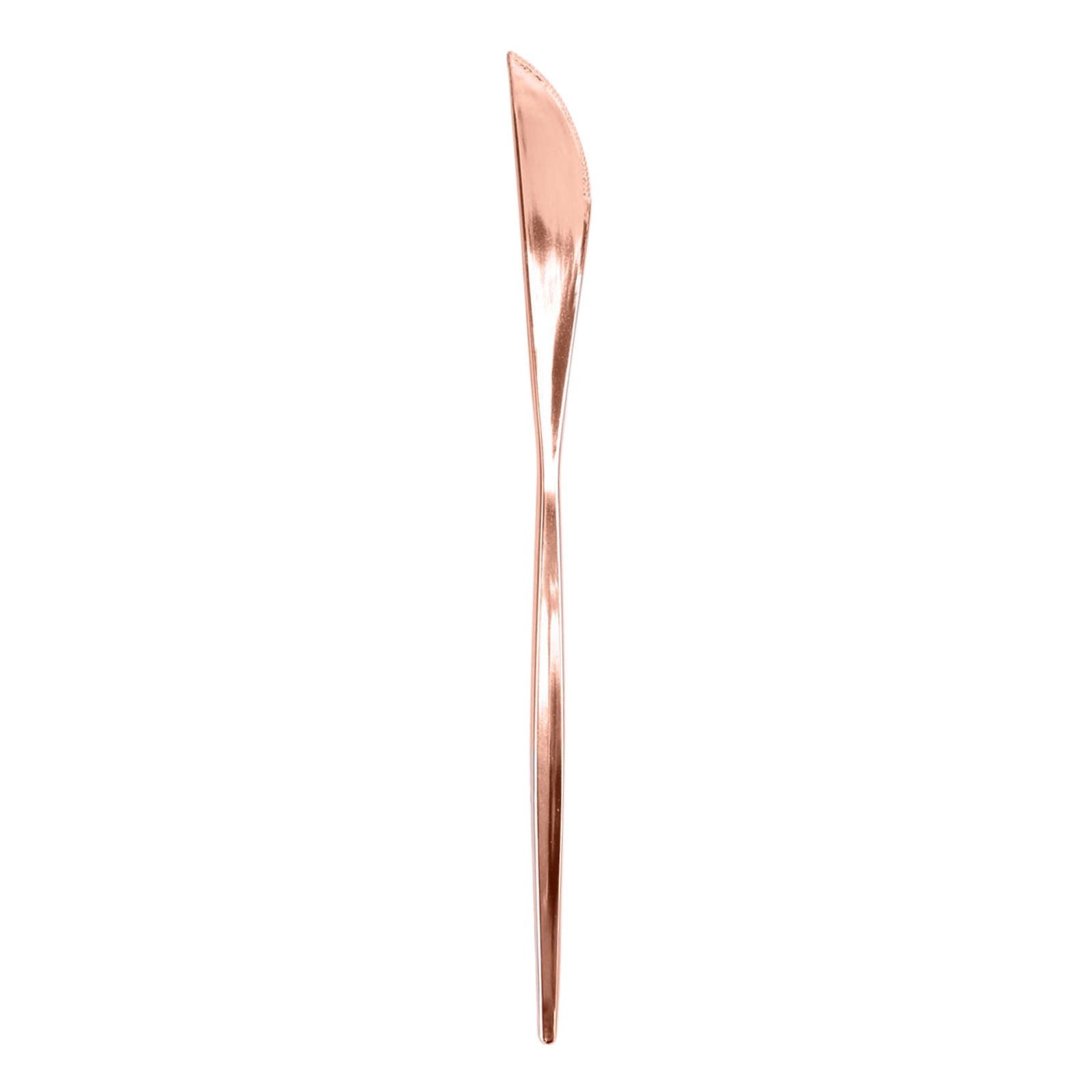Glossy Rose Gold Heavy Duty Disposable Flatware Cutlery Modern Silverware Knives Premium 8 Inch 24 Pack#whtbkgd