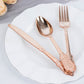 24 Pack | Metallic Rose Gold Baroque Style Heavy Duty Plastic Silverware Set