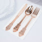 24 Pack | Metallic Rose Gold Baroque Style Heavy Duty Plastic Silverware Set
