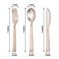 Hammered design rose gold heavy duty plastic silverware set, 24 pack.