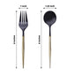24 Pack | 6inch Black / Gold Premium Plastic Fork / Spoon Utensil Set