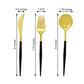 8 Inch 24 Pack Gold Modern Heavy Duty Plastic Disposable Cutlery Set with Black Handle