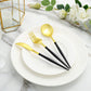Modern Heavy Duty 8 Inch 24 Pack Gold Plastic Disposable Cutlery Set with Black Handle