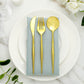 24 Pack | Gold 8" Modern Plastic Silverware Set Heavy Duty Flatware, Disposable Cutlery