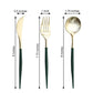 8 Inch Metallic Gold And Hunter Green Utensil Set In 24 Pack