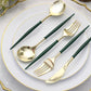 Premium Plastic Silverware Set In Metallic Gold And Hunter Green 24 Pack
