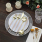 24 Pack | 8inch Metallic Gold With Beige Utensil Set, Modern Premium Plastic Silverware Set
