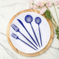 50 Pack Heavy Duty Plastic Utensil Set in Royal Blue, Disposable Dinner and Dessert Cutlery Combo Set