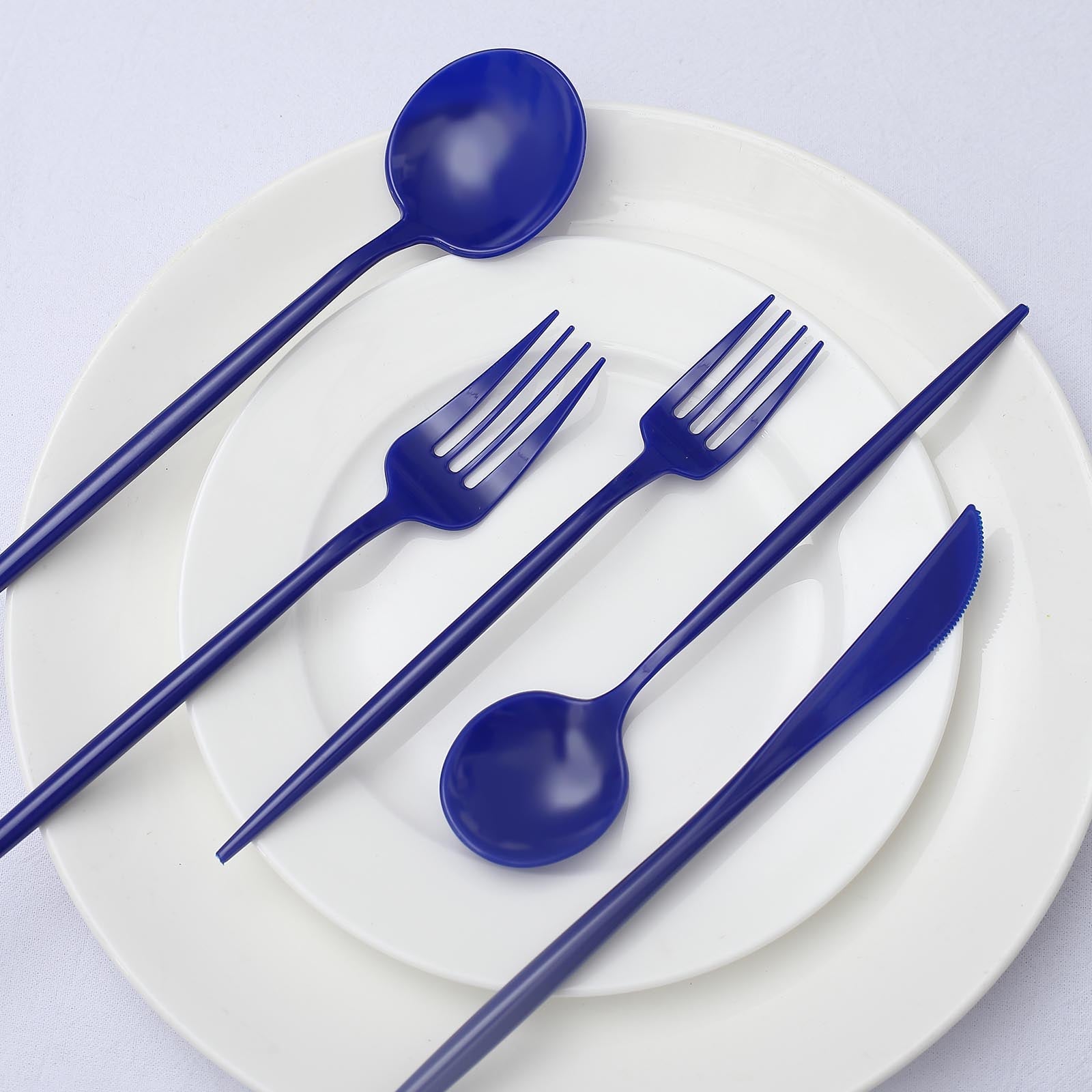 Premium Duty Royal Blue Plastic Cutlery Set Utensils