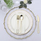 Gold disposable utensil set on an elegant table setting.