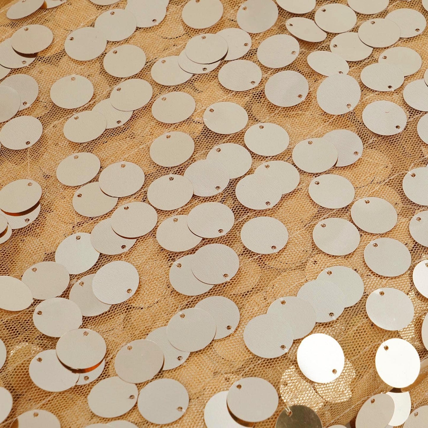 Gold big payette sequin fabric roll for DIY crafts.