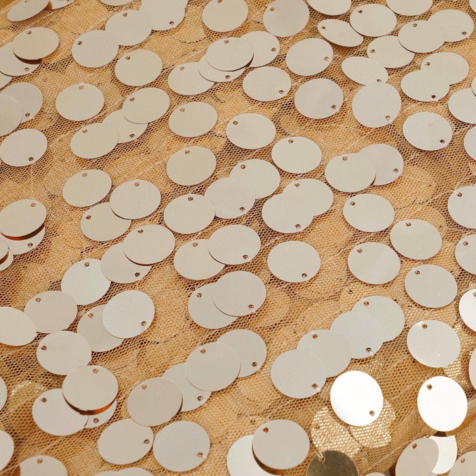 Gold big payette sequin fabric roll for DIY crafts.