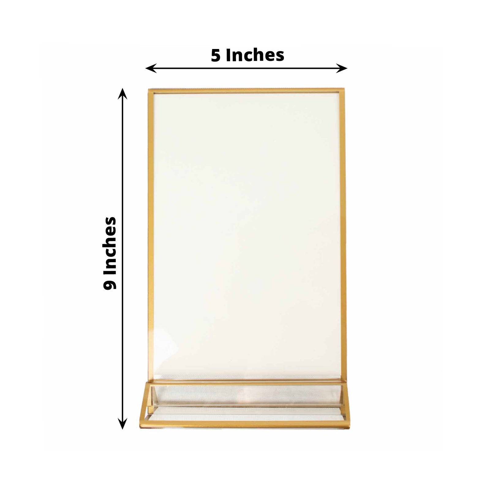 Gold acrylic freestanding table sign holder, double-sided display stand.