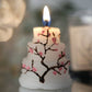 2inch Gift Wrapped Cherry Blossom Wedding Cake Candle Favor With Thank You Tag