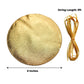 Metallic gold round jar covers with satin tie string, DIY craft supplies.