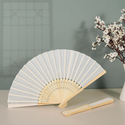 Elegant Design of White Asian Silk Folding Fans