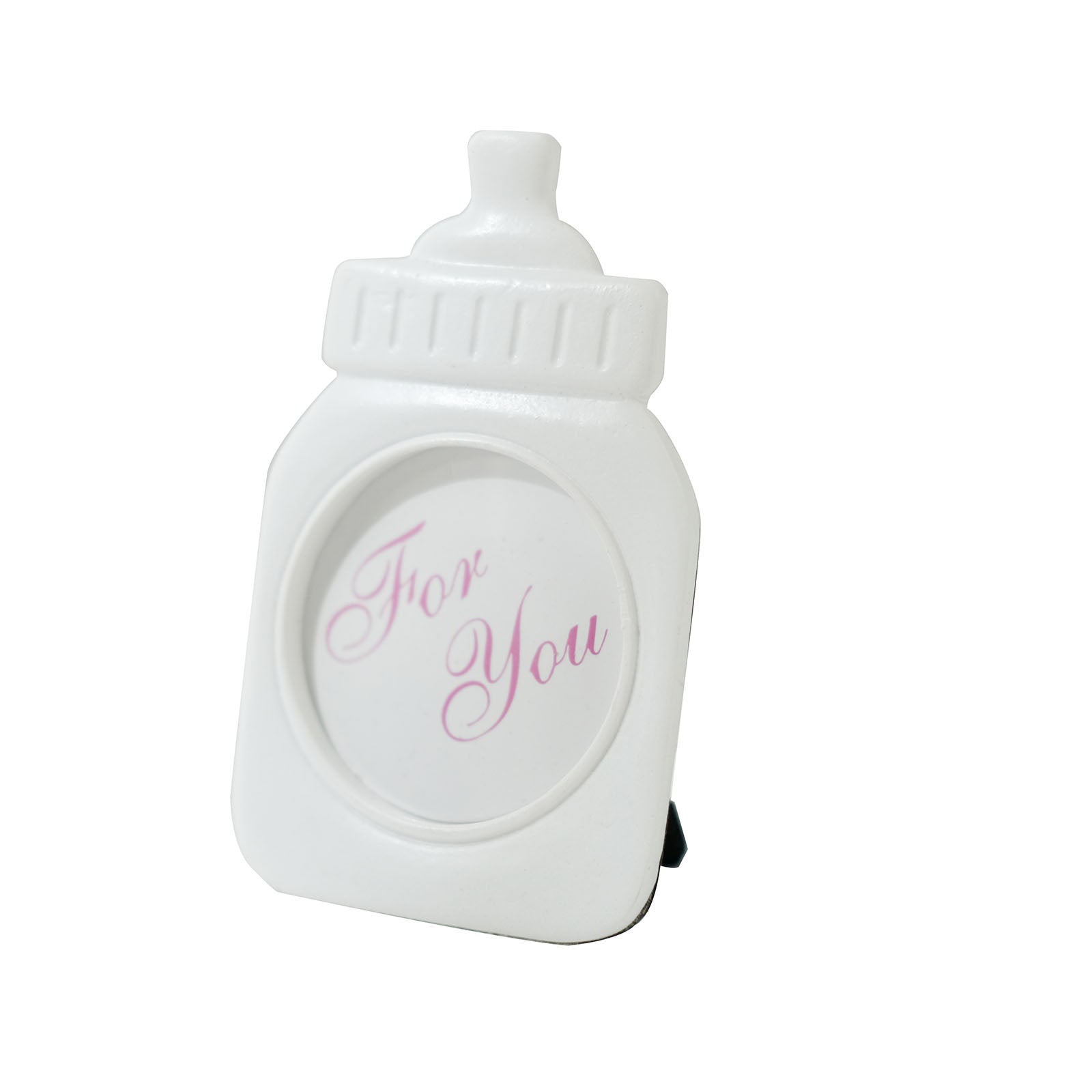 White Resin Baby Bottle Shower Favors 4 Pack 4 Inch#whtbkgd