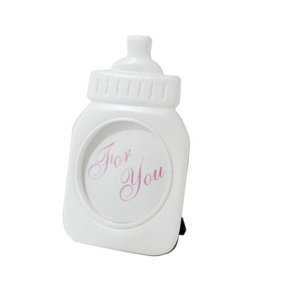 White Resin Baby Bottle Shower Favors 4 Pack 4 Inch#whtbkgd