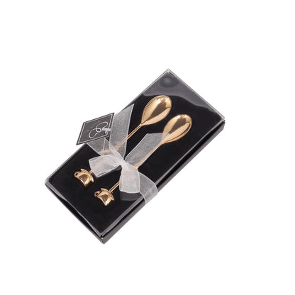 Heart Spoon With Cup Handle Design In Gold 4 Inch Size Metal Material Gift Box#whtbkgd