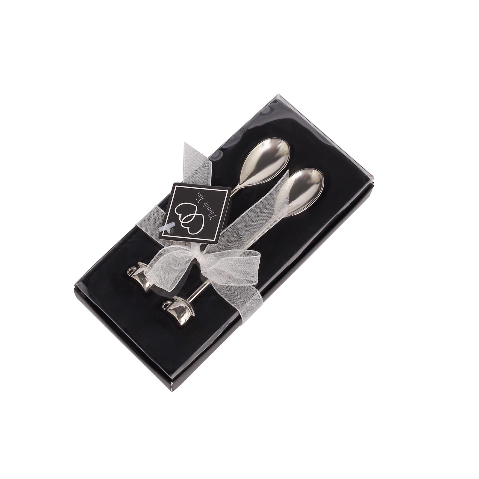 4 Inch Metal Heart Spoon In Silver With Cup Handle And Gift Box#whtbkgd