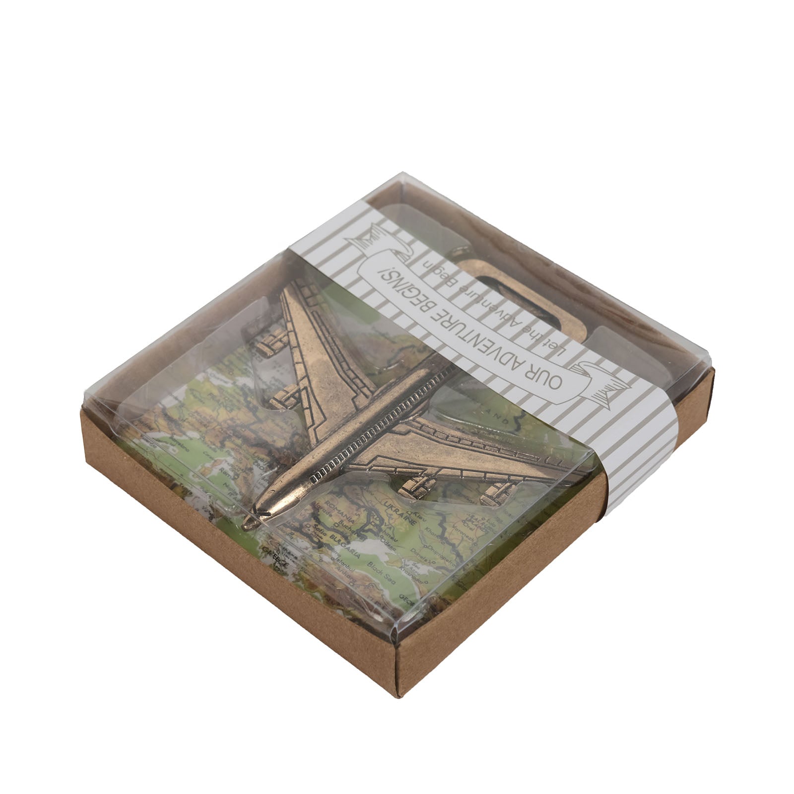 4 Inch Gold Vintage Airplane Bottle Opener Gift Box#whtbkgd