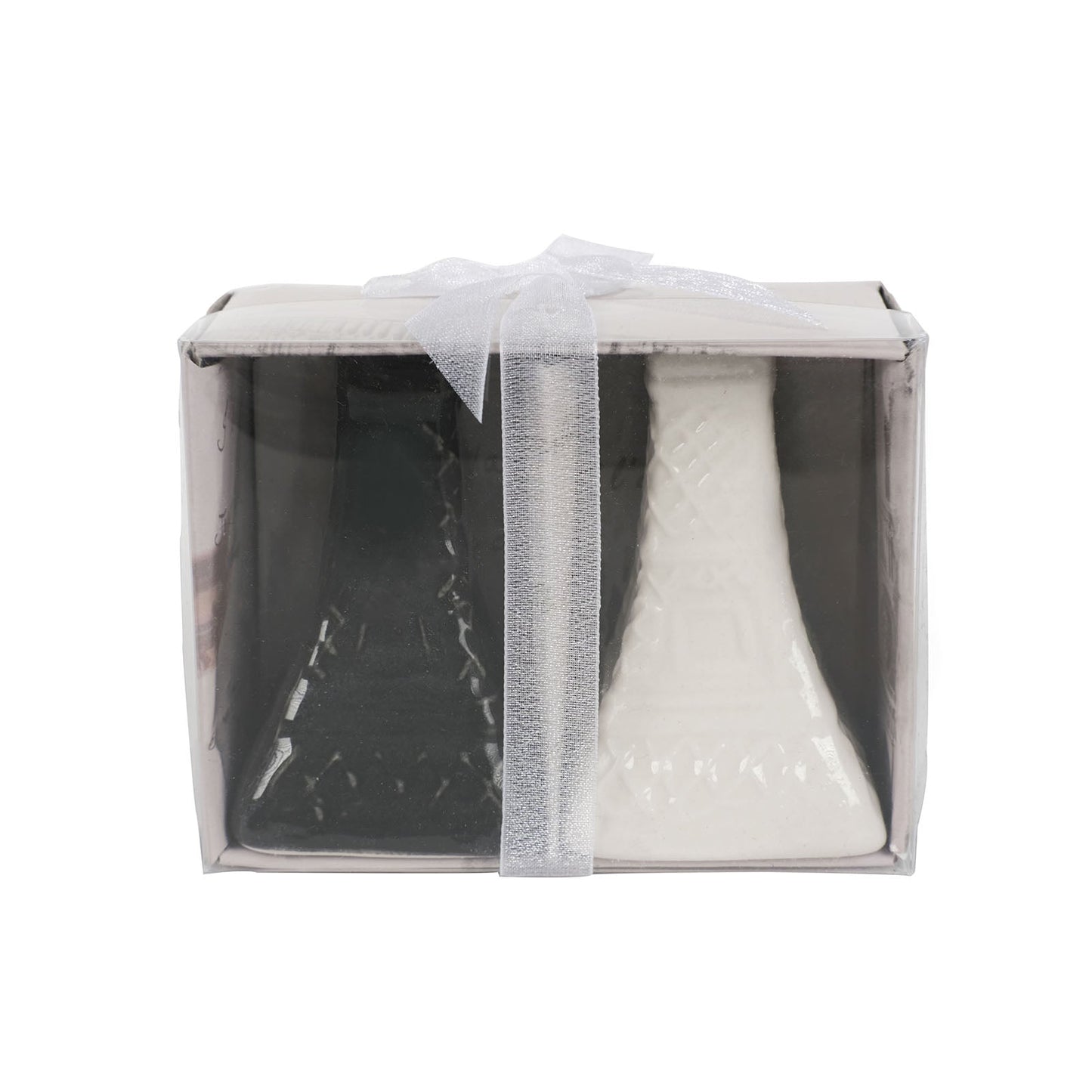 Pre Packed Vintage Party Favors 3 Inch Black & White Salt and Pepper Shakers Gift Box with Thank You Tag#whtbkgd