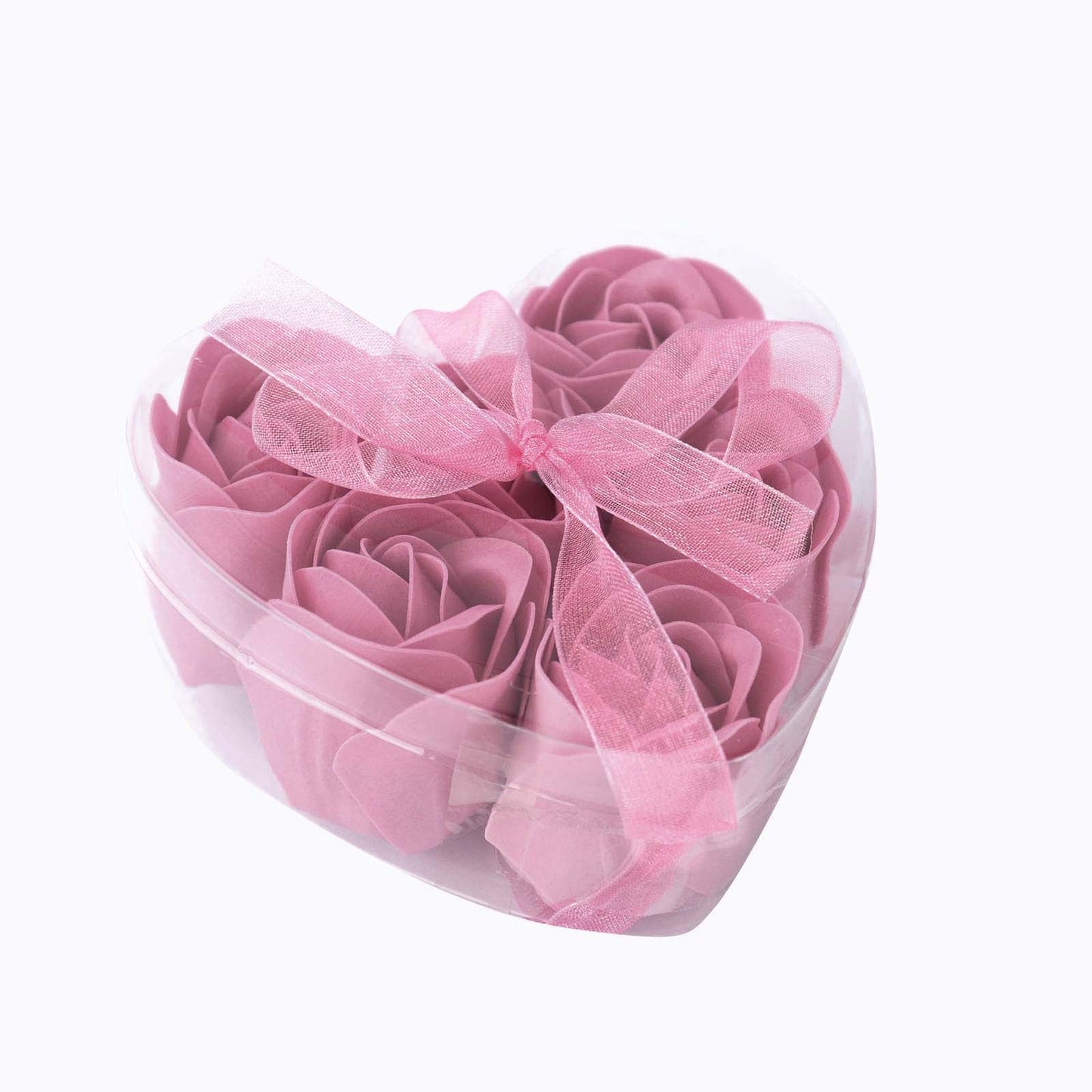 Ribbon Wrapped Gift Boxes With Scented Dusty Rose Heart Soap#whtbkgd