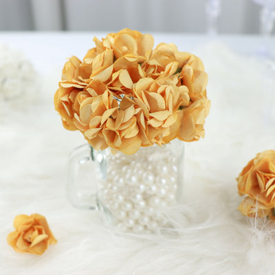 Elevate Your Decor with Gold Paper Mini Craft Flower Roses