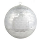 16" large silver foam disco mirror ball with hanging swivel ring.