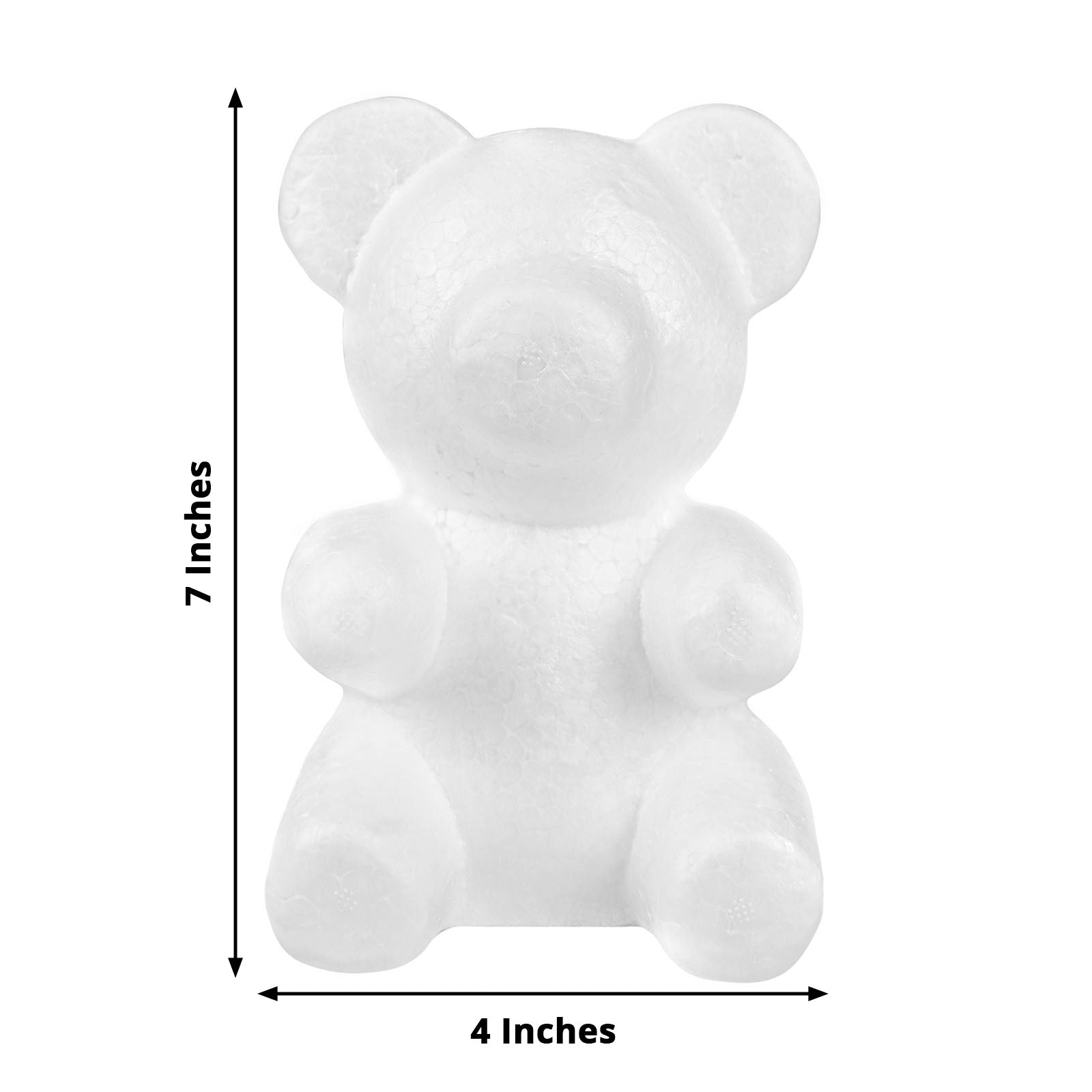 White 3D modeling styrofoam bear, 7 inches tall, perfect for DIY crafts.