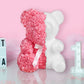 White 3D modeling styrofoam bear with pink rose accents