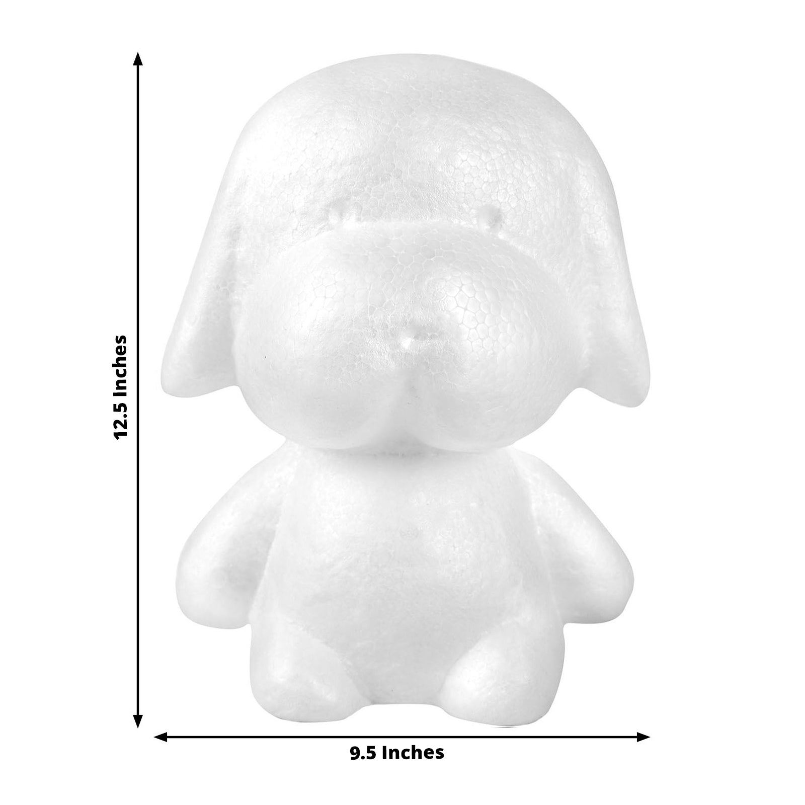 White 3D styrofoam puppy model for DIY crafts.