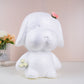 White 3D StyroFoam puppy with flowers, perfect for DIY crafts.
