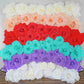 Large white real touch artificial foam roses for DIY crafts.