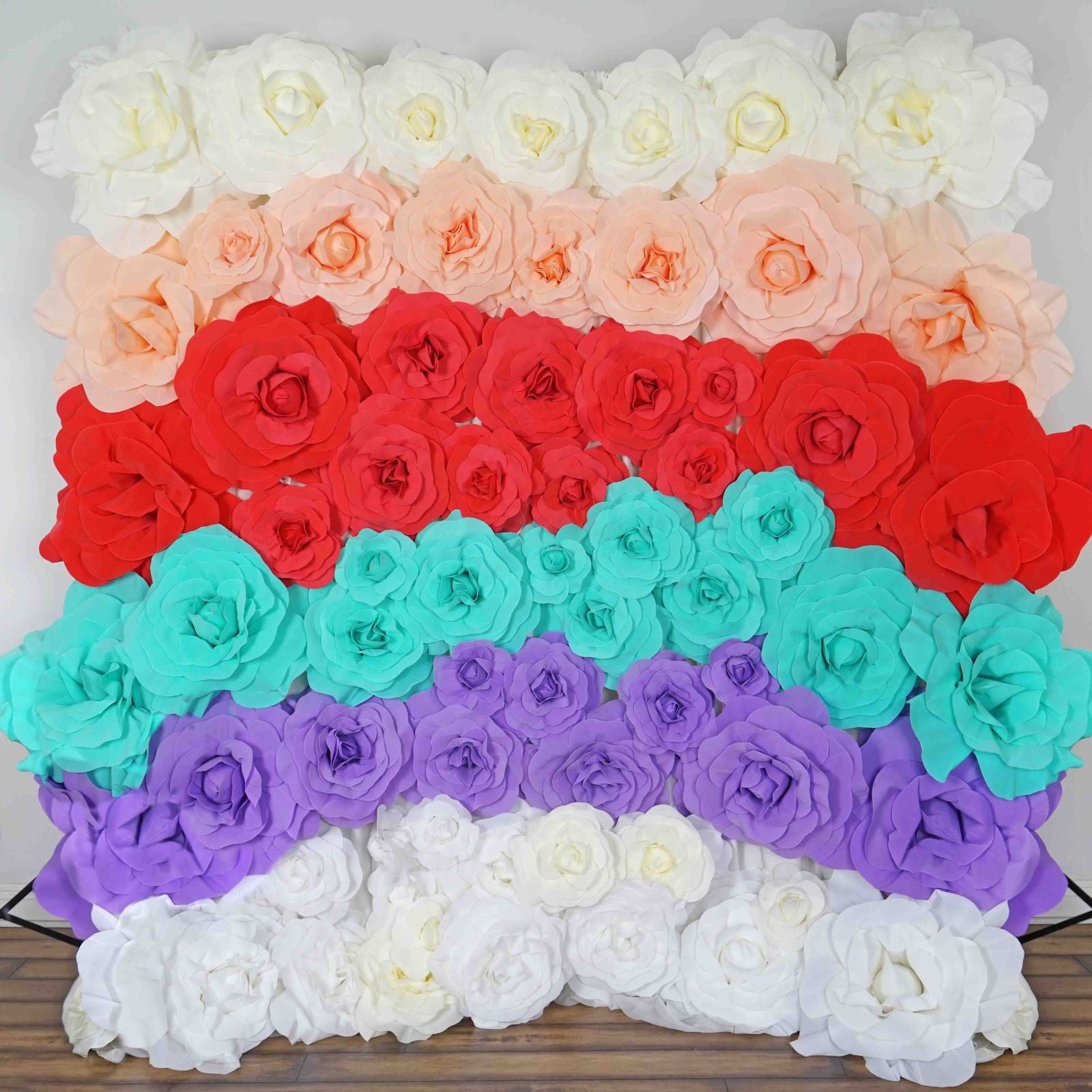 Large white real touch artificial foam roses for DIY crafts.