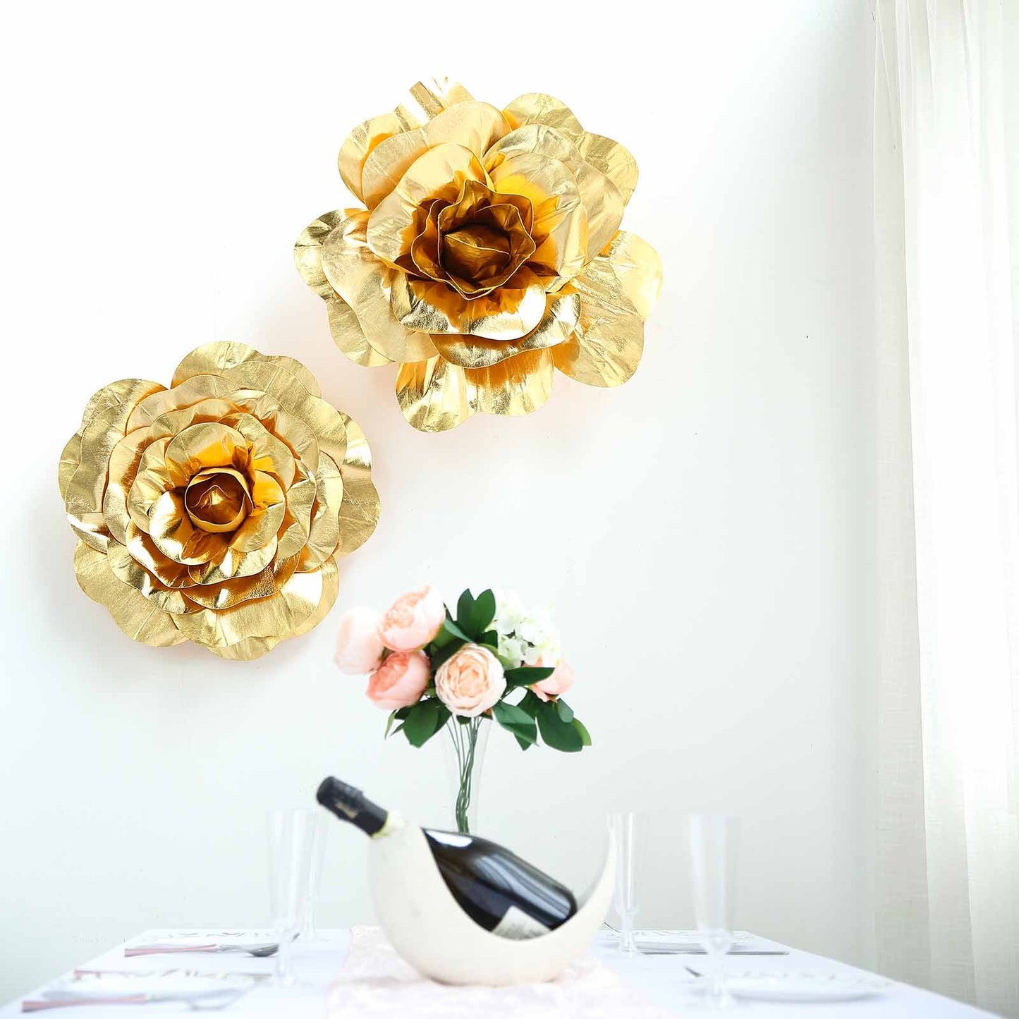 8" Metallic Gold Real Touch Artificial Foam Roses for DIY Crafts