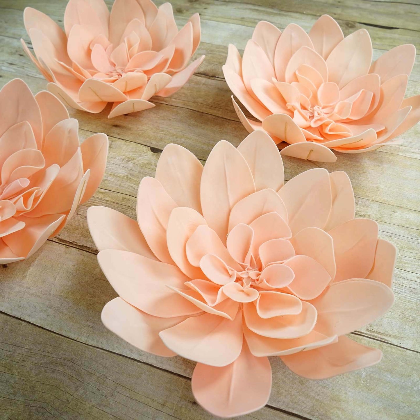 Blush soft foam craft daisy flower heads, 4 pack.