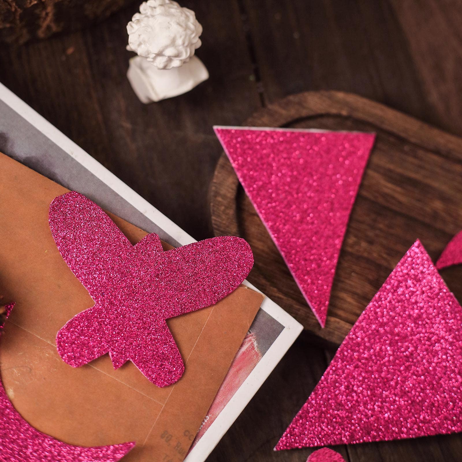 Hot pink self-adhesive glitter foam sheets for DIY crafts.