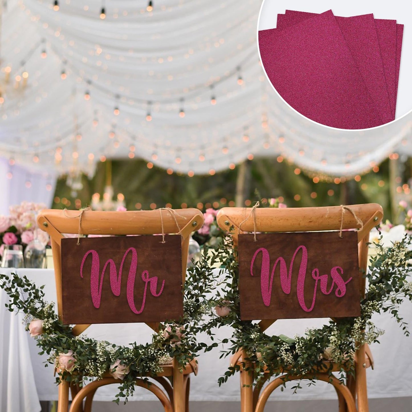 Hot pink self-adhesive glitter foam sheets for DIY crafts.