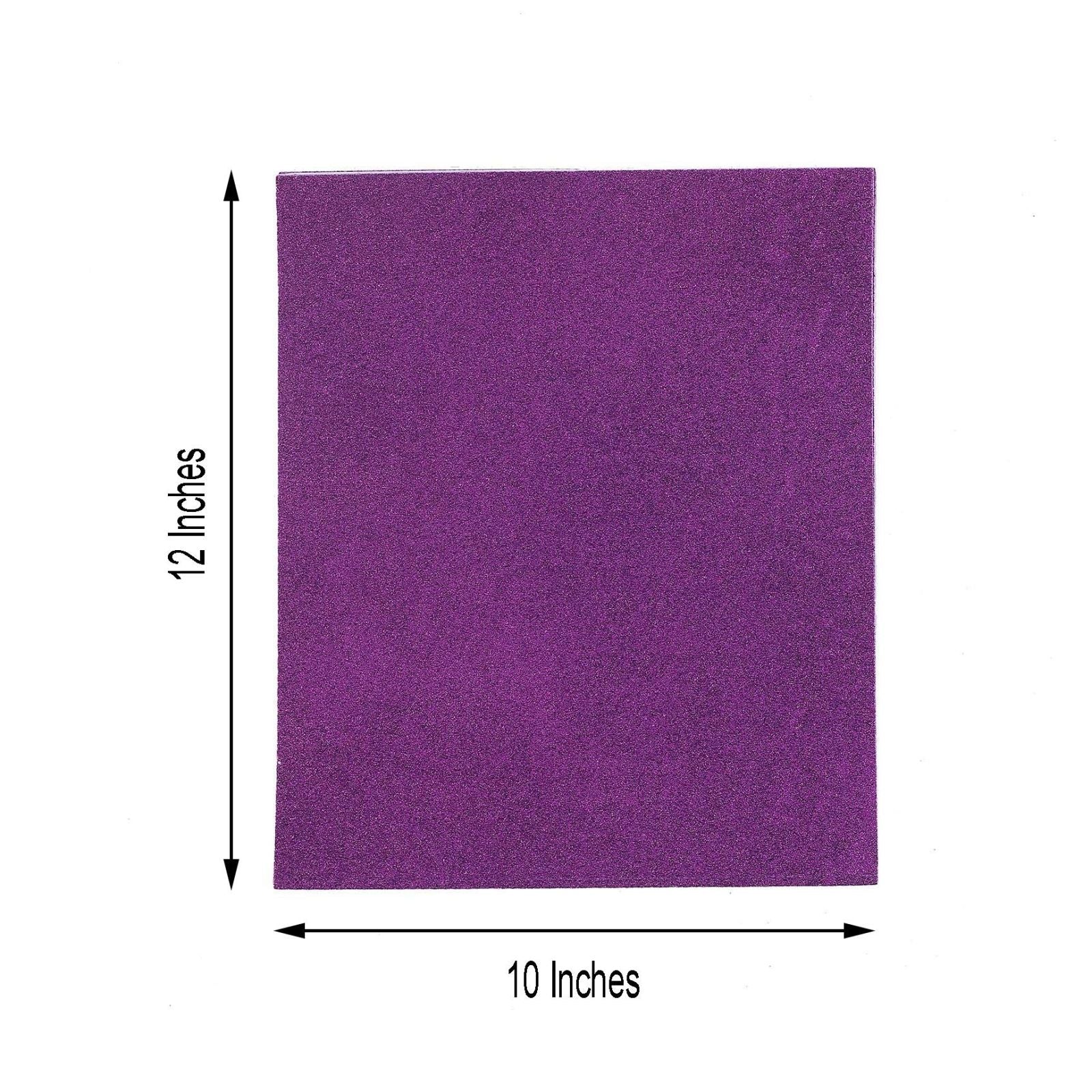 Purple self-adhesive glitter foam sheet, 12"x10", pack of 10.