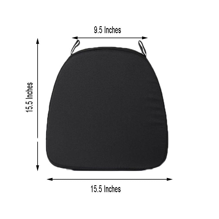 2inch Thick Black Chiavari Chair Pad, Memory Foam Seat Cushion With Ties and Removable Cover