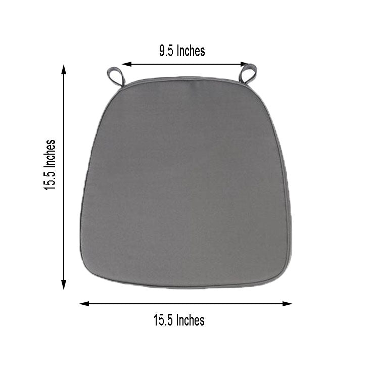 2inch Thick Charcoal Gray Chiavari Chair Pad, Memory Foam Seat Cushion With Ties and Removable Cover