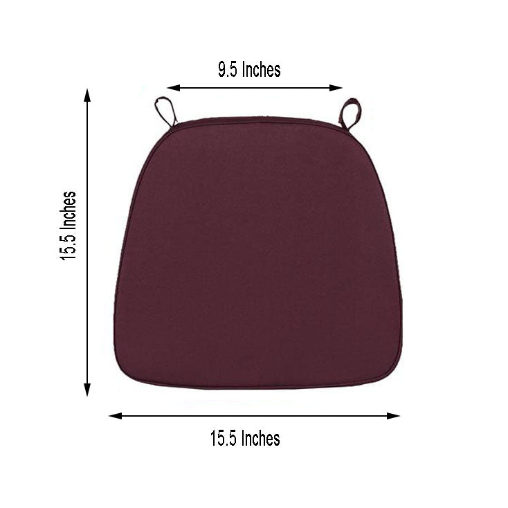2inch Thick Burgundy Chiavari Chair Pad, Memory Foam Seat Cushion With Ties and Removable Cover