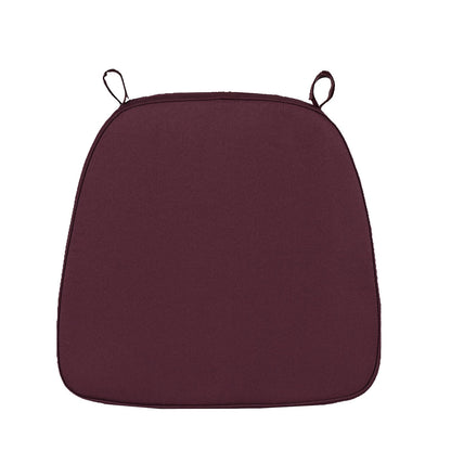 Thick Burgundy Chiavari Chair Pad, Memory Foam Seat Cushion With Ties and Removable Cover#whtbkgd