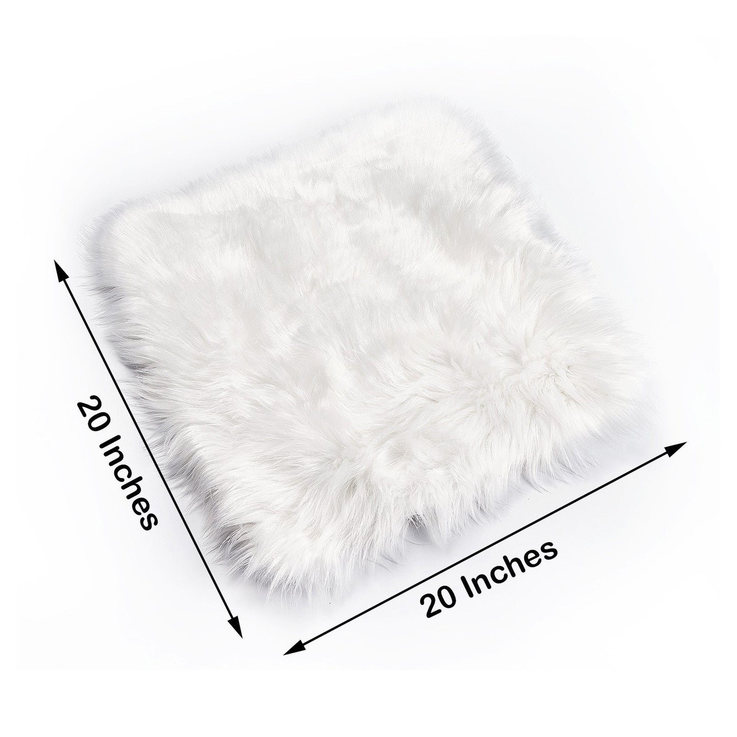 Square Seat Cushion Cover In Soft White Faux Sheepskin Fur 20 Inch