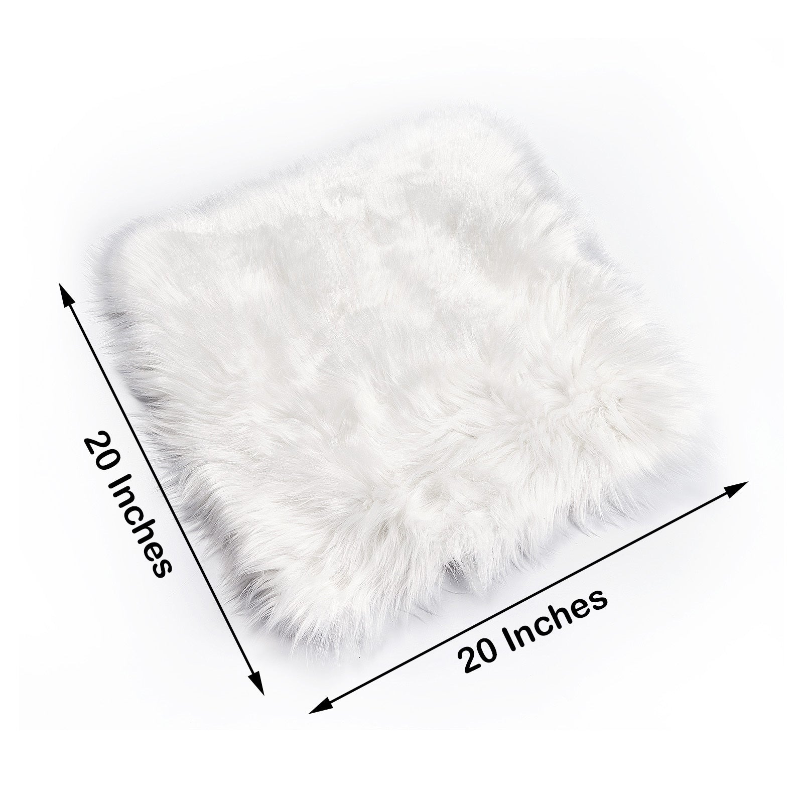 Square Seat Cushion Cover In Soft White Faux Sheepskin Fur 20 Inch